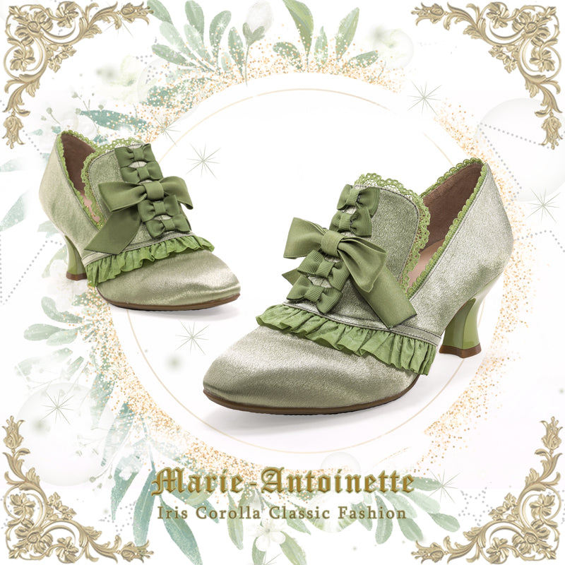 Marie Antoinette Satin Ribbon Heel Pumps - Peridot[2025年7月下旬-8月中旬発送予定]