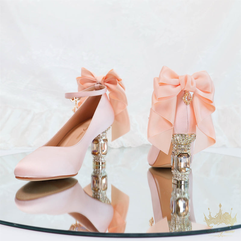 Jewel and Ribbon High Heeled Pumps - Champagne × Gold[2025年6月中旬-7月中旬発送予定]