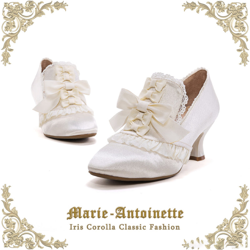 Marie Antoinette Satin Ribbon Heel Pumps - Pearl[2025年7月下旬-8月中旬発送予定]