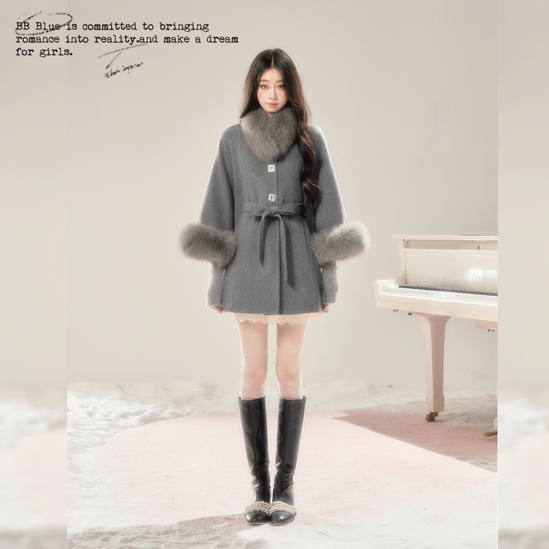 Elegant Girl's Fur Coat