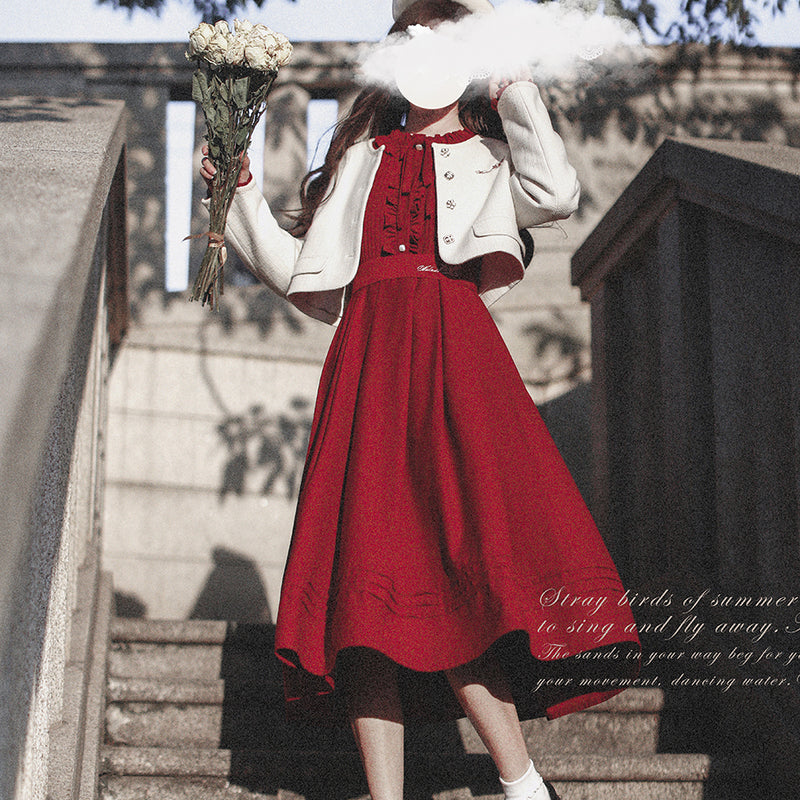 深紅の文学少女ワンピースとショートジャケット – ManusMachina