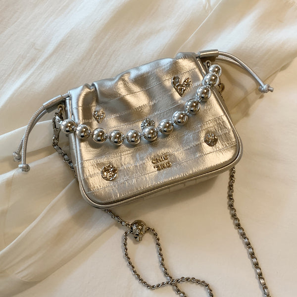 Silver Decorative Bucket Bag