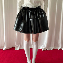 Black Patent Leather Cocoon Skirt