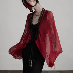 Bright Red Silk Fairy Shawl