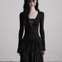 Mesh Lace Black Slim Top