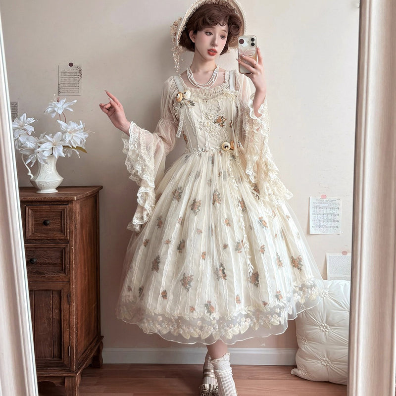 野原の花の刺繍ジャンパースカート[2025年9月中旬-10月中旬発送予定]