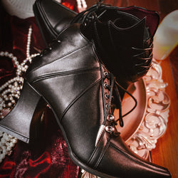 Vampire Lace-up Heeled Shoes - Black[2025年11月上旬-11月下旬発送予定]