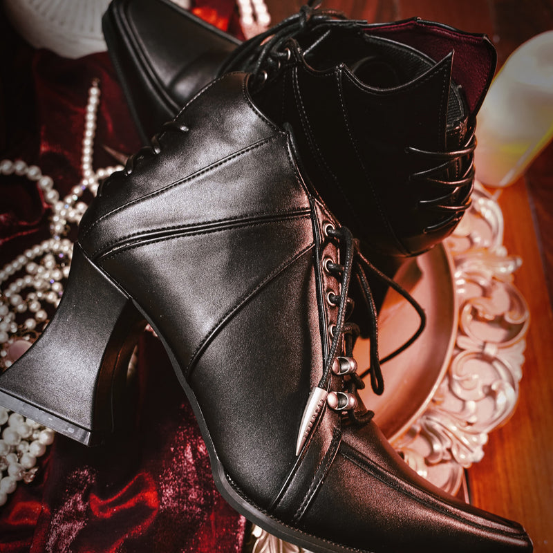 Vampire Lace-up Heeled Shoes - Black[2025年11月上旬-11月下旬発送予定]
