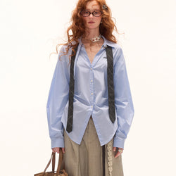 Light Blue Gathered Waist Shirt
