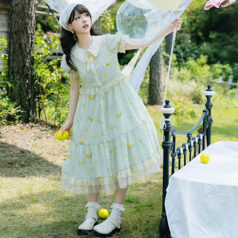 柑橘檸檬のレトロワンピース[2025年8月下旬-9月中旬発送予定]