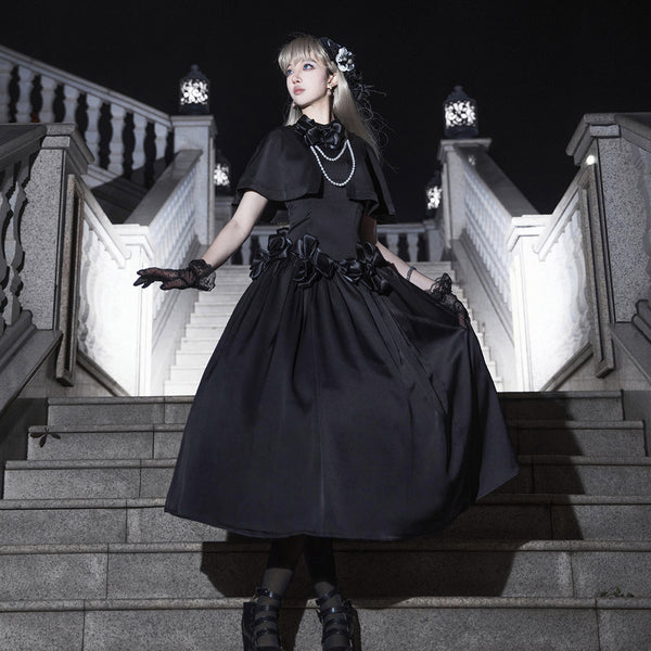 伯爵令嬢のジャンパースカートとケープ - Black[2025年8月上旬-8月下旬発送予定]