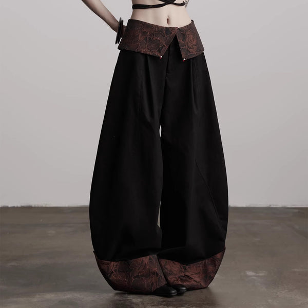 Dark Embossed Wide Pants