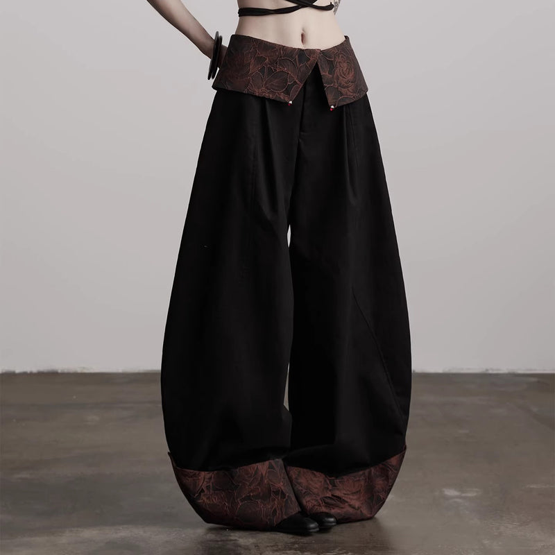 Dark Embossed Wide Pants