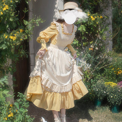 蒲公英色のレトロワンピースとエプロン – ManusMachina