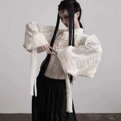 Royal Jacquard Ribbon Blouse