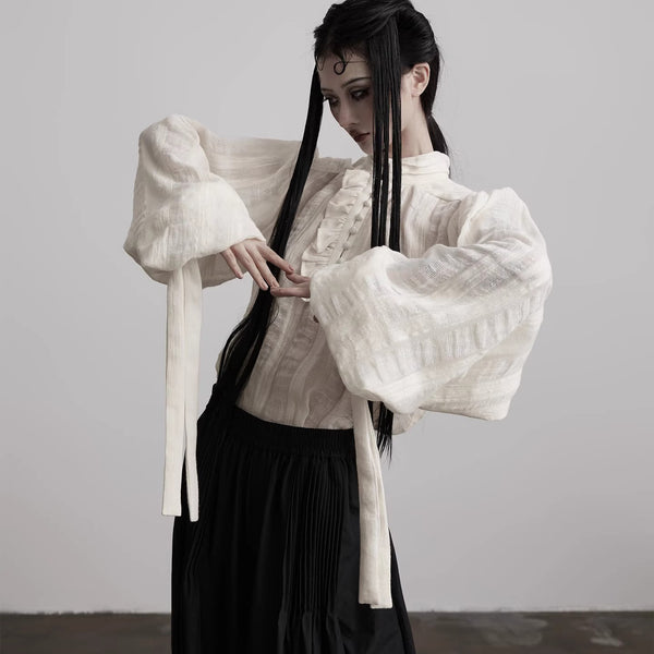 Royal Jacquard Ribbon Blouse