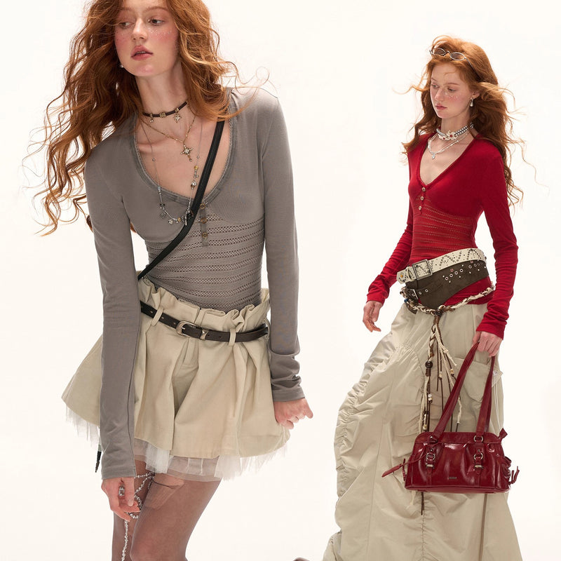 Switching Openwork Tight Top