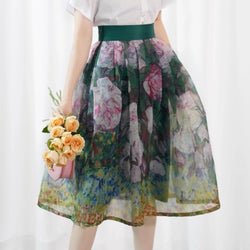 薔薇の油彩画オーガンジースカート