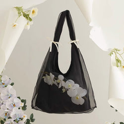 胡蝶蘭の花のショルダーバッグ - Black