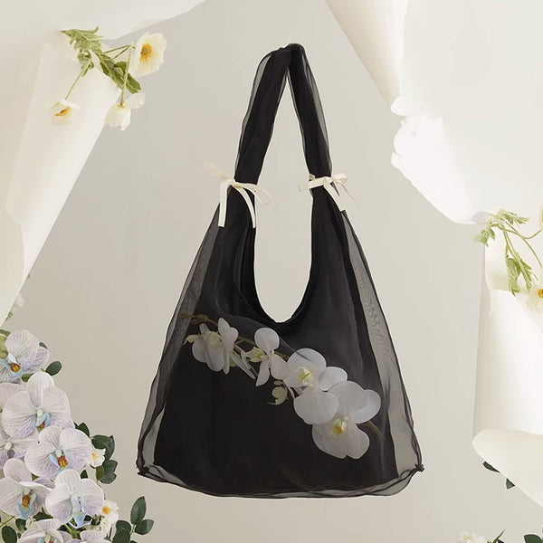 胡蝶蘭の花のショルダーバッグ - Black