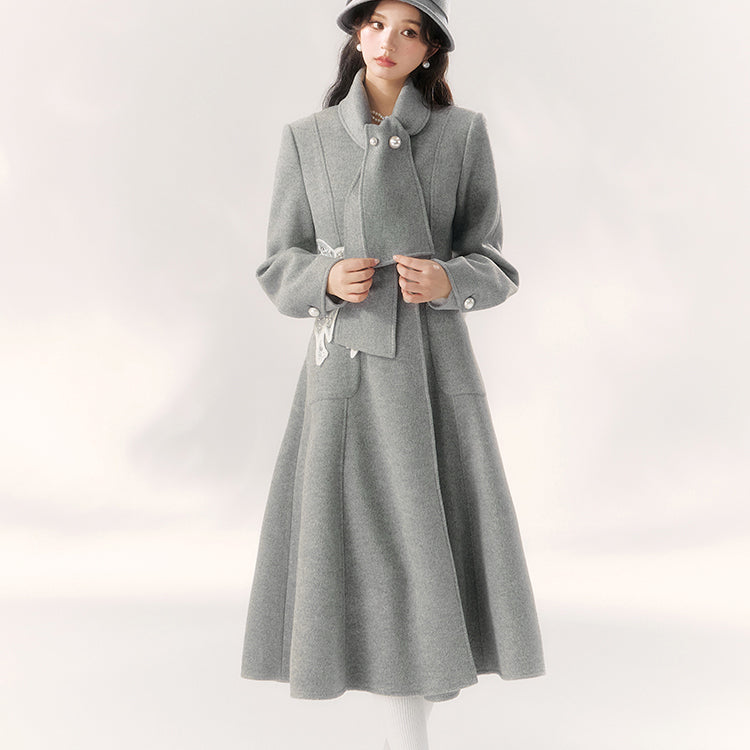 Gray Embroidered Classical Coat