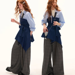 Dark Navy Ribbon Asymmetrical Bustier