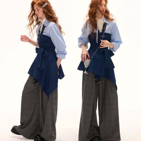 Dark Navy Ribbon Asymmetrical Bustier