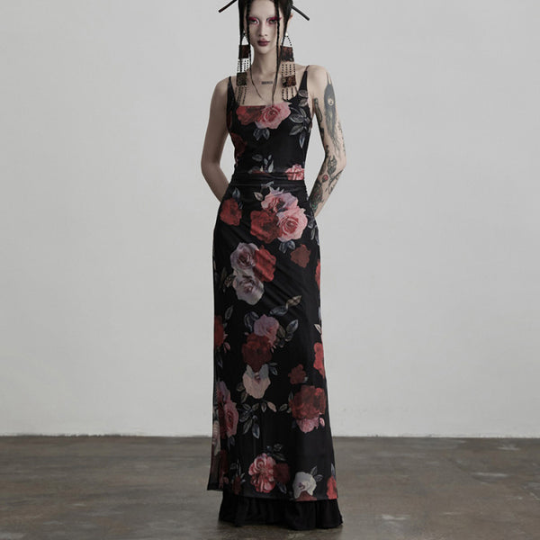 Dark Night Rose Long Dress