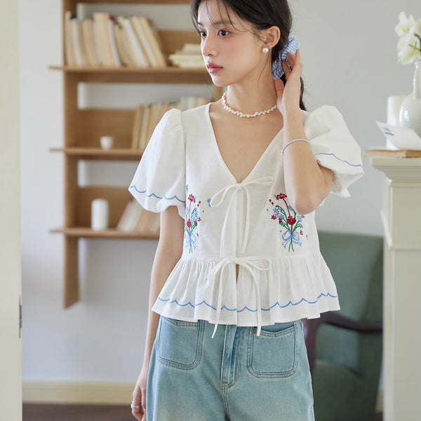 Flower Bouquet Embroidered Blouse
