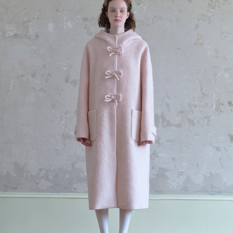 Long Wool Coat in Cherry Blossom Pink