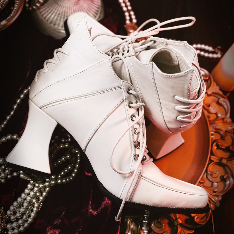 Vampire Lace-up Heeled Shoes - White[2025年11月上旬-11月下旬発送予定]