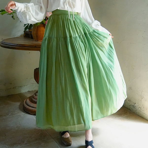 若緑の森色ドレープスカート