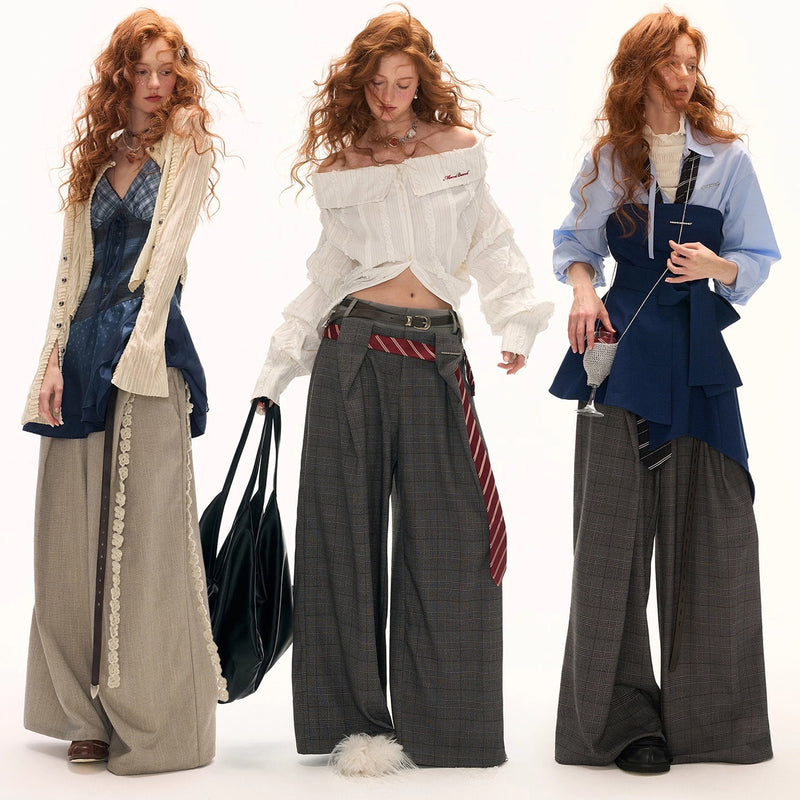 Glen Plaid Wide Pants