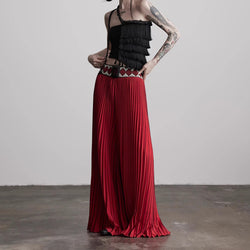 Ethnic Red Pleated Wide Pants