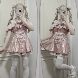 地雷ガールのチャイナワンピースとショートパンツ - Pink[2025年7月上旬-8月上旬発送予定]