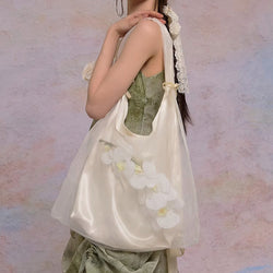 胡蝶蘭の花のショルダーバッグ - Ivory