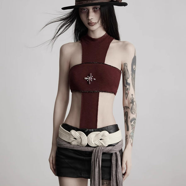 Darkness Cross Off-Shoulder Bodysuit