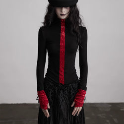 Black Red Slim Fit Top