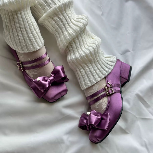 Square-toe Satin Ribbon Ballet Shoes - Royal Purple[2025年11月上旬-12月上旬発送予定]