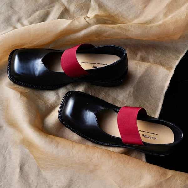 Black Square Toe Mary Jane Shoes