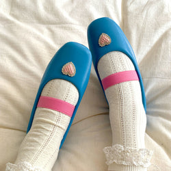 Heart Motif Blue Ballet Shoes