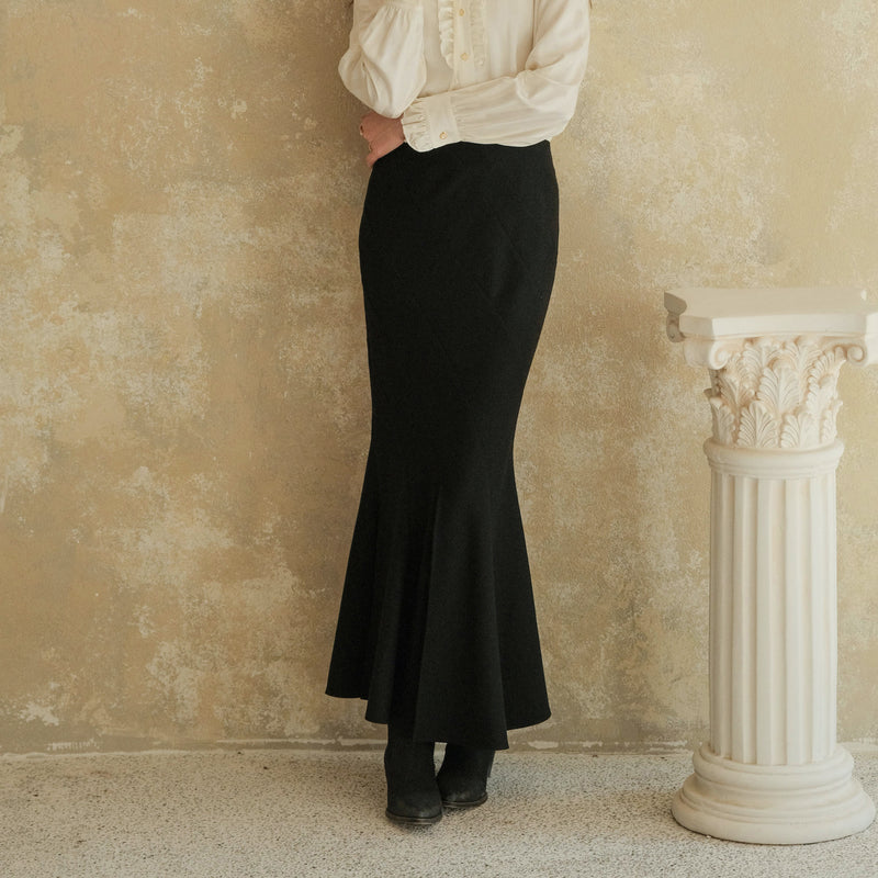 Black Wool Mermaid Skirt