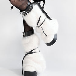 Pure White Fur Leg Warmers