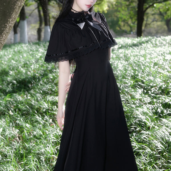 【極美品】25ss マヌスマシーナ　大聖堂の刺繍　ベルベット　ワンピース　L 黒 edited_0_c18fe588-3fdf-400c-