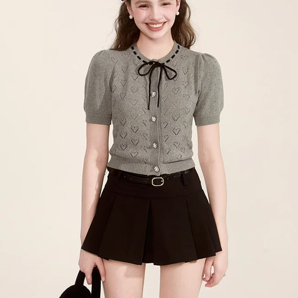 Heart Openwork Knit Top