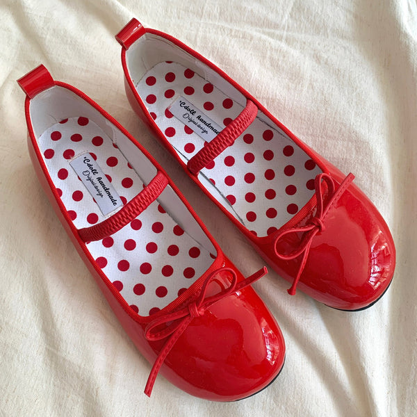 Bright Red Ribbon Ballet Shoes