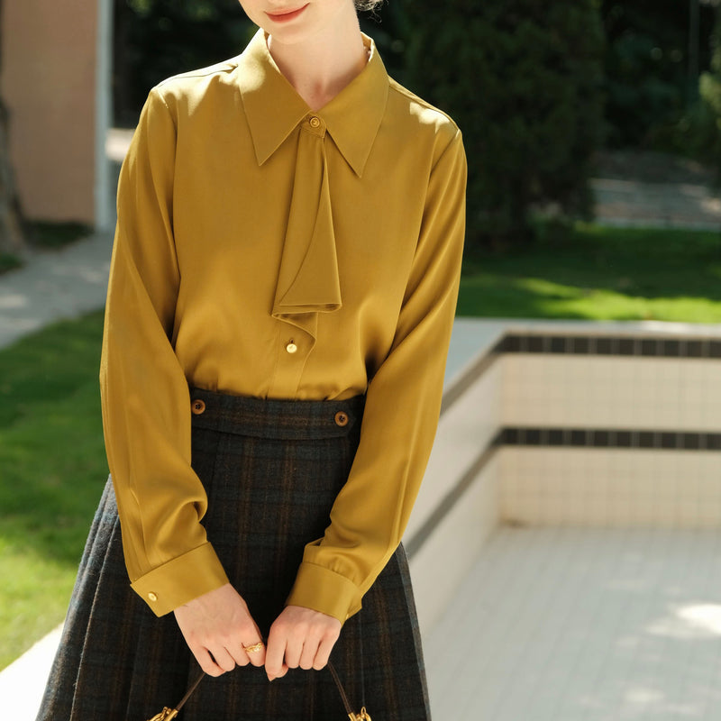 Ginkgo Leaf Colored Silk Blouse