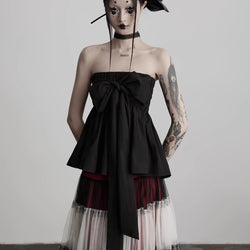 Black Ribbon Bustier Tube Top