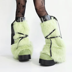 Light Green Fur Leg Warmers