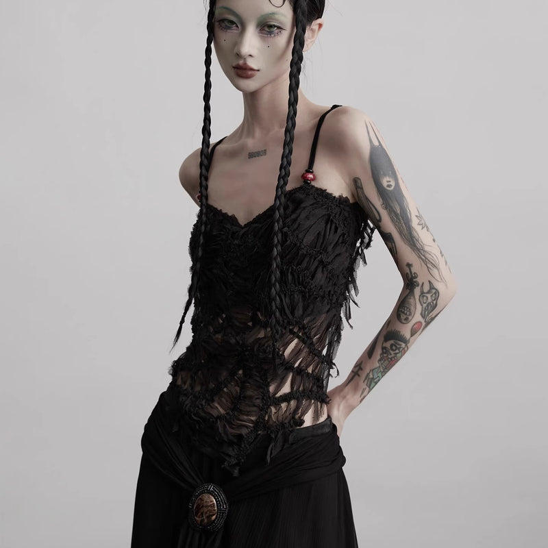 Black Feather Lace Camisole